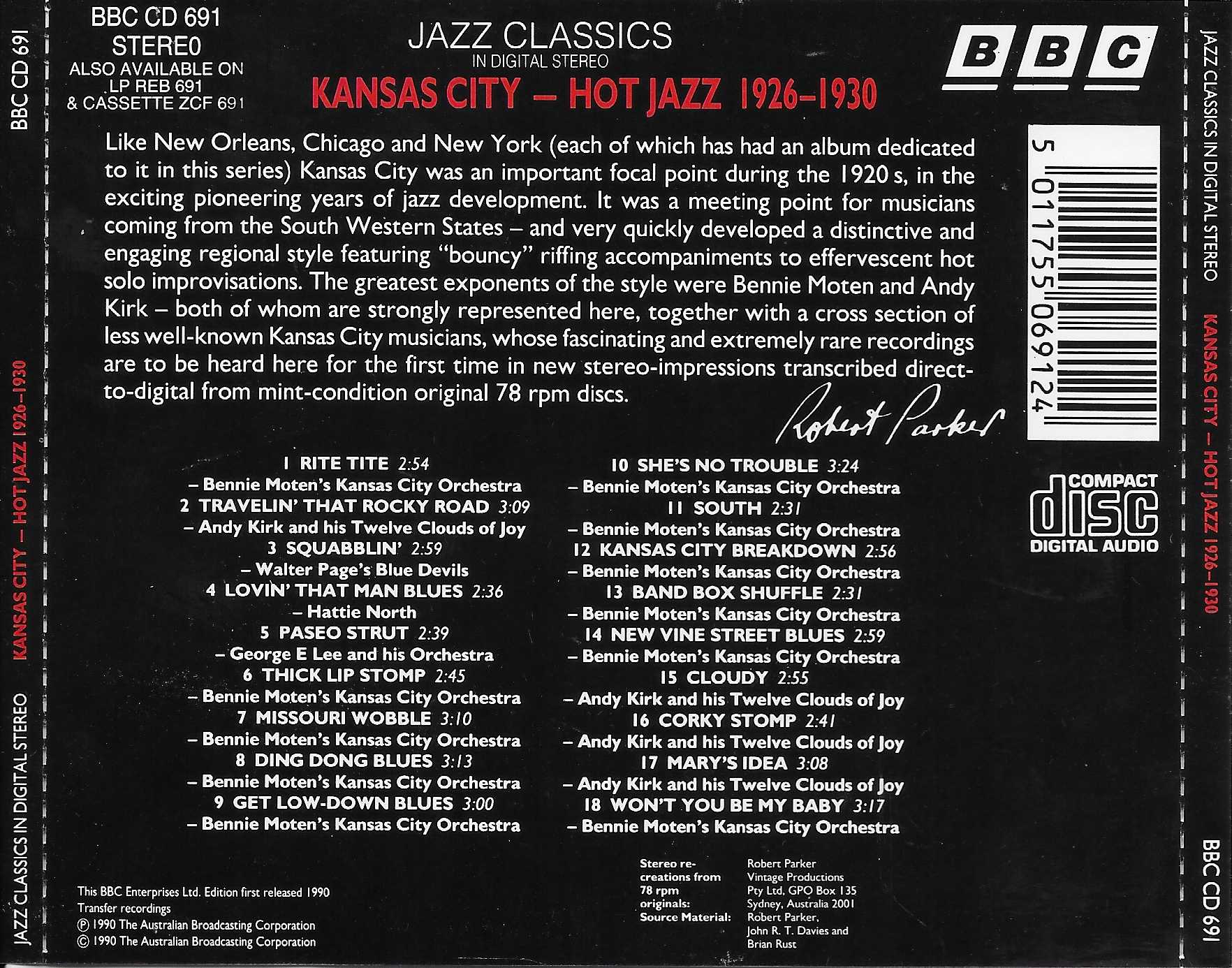 Picture of BBCCD691 Jazz classics - Kansas City 1926 - 1930 by artist Various from the BBC records and Tapes library